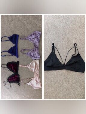 Set Of 5 Out From Under Velvet & Lace Bralettes